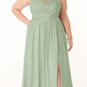 Azazie Elly
Dusty Sage A-Line Lace Scoop Neck Chiffon Dress